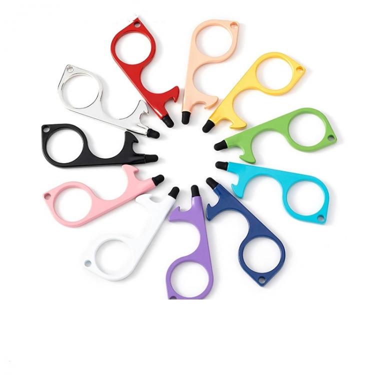 all in one place אביזרי גברים Antimicrobial Key Chain Door Opener Beer Trigger Touch Screen Key Chains Open Door No-Touch Key Press Elevator Tool Hygiene