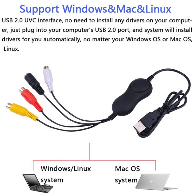 all in one place חומרה EZCAP USB Audio Video Capture USB 2.0 UVC AV Recording ,Converter Analog Video to Digital Format ,For Windows MAC OS Linux