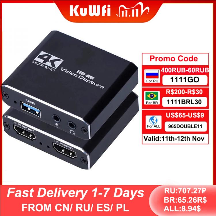 all in one place חומרה KuWFi Video Capture Card for Live Streaming 1080P 4K USB3.0 HDMI Video Capture Card Switch Game for PS4 Xbox Recording Box