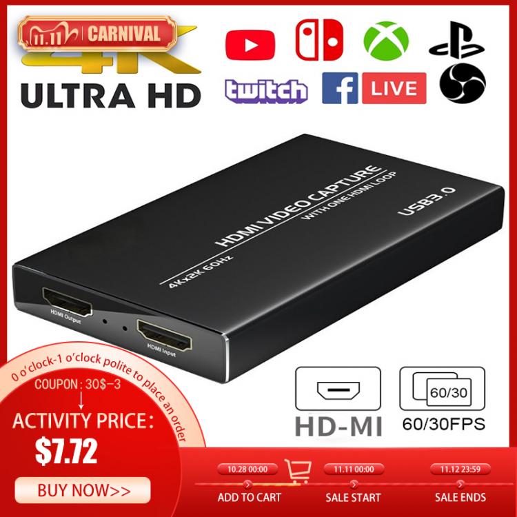 all in one place חומרה 4K 60HZ HDMI-compatible To USB 3.0 Video 4K Capture Card Dongle  HD Video Recorder Grabber For OBS Capturing Game Card Live