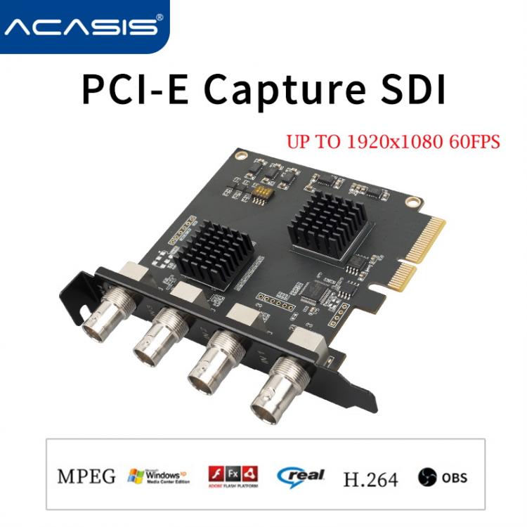 all in one place חומרה Acasis 4 Channel PCIE Capture card SDI Video card 1080P 60FPS Capture Card for Game Meeting Live Broadcast Streaming