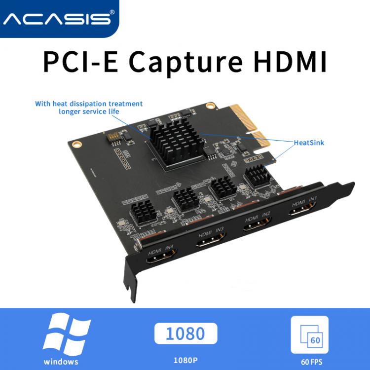 all in one place חומרה Acasis 4 Channel HDMI-compatible PCI-E Video Capture Card 1080p 60fps OBS Wirecast Live Broadcast Streaming Adapter Quad Ports