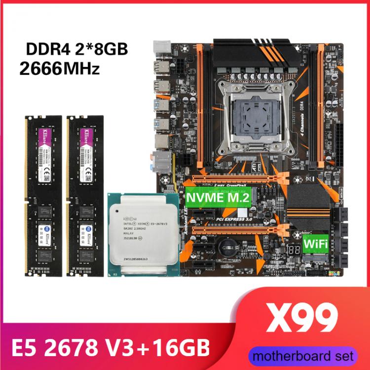 all in one place חומרה Kllisre X99 D4 motherboard combo with Xeon E5 2678 V3 LGA2011-3 CPU 2pcs X 8GB = 16GB 2666MHz DDR4 memory