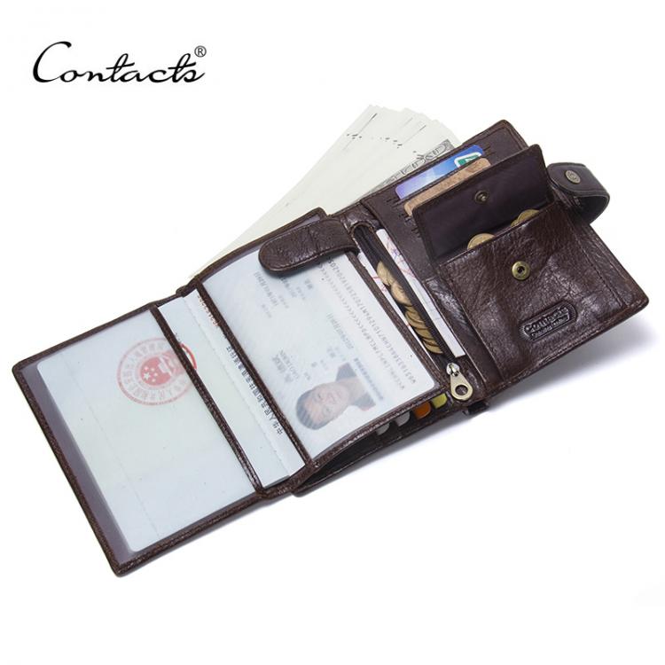 all in one place אביזרי גברים CONTACT'S Leather Wallet Luxury Male Genuine Leather Wallets Men Hasp Purse With Passcard Pocket and Card Holder High Quality