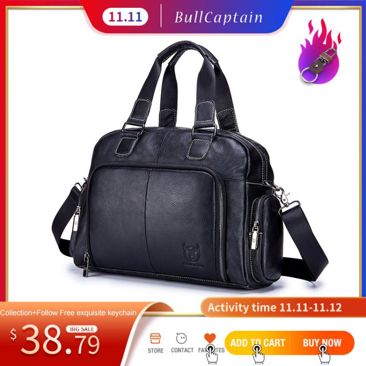 all in one place אביזרי גברים BULLCAPTAIN Men's leather briefcase can be used for 14-inch laptop business shoulder messenger handbag leisure travel bags
