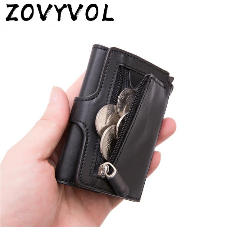 all in one place אביזרי גברים ZOVYVOL 2021 RFID Travel Wallet Coin Purse Top Quality Men Smart Wallet Fashion Button Money Bag Metal Aluminum Auto Pop-up