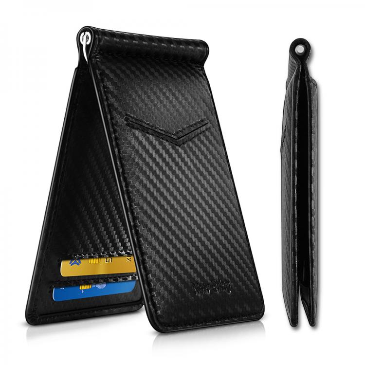 all in one place אביזרי גברים NewBring Black Carbon FIber-Look Money Clip RFID Blocking Driver License ID Cash