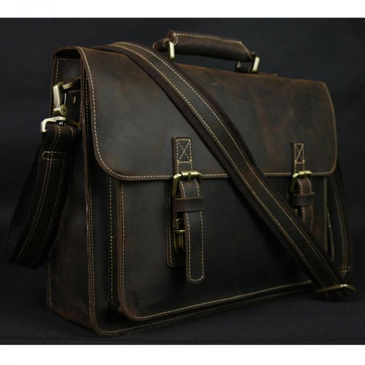 all in one place אביזרי גברים Vintage Crazy Horse Leather Men Briefcase Laptop Bag Work Business Bag Genuine Leather Briefcase Men Shoulder Bag Crossbody bag