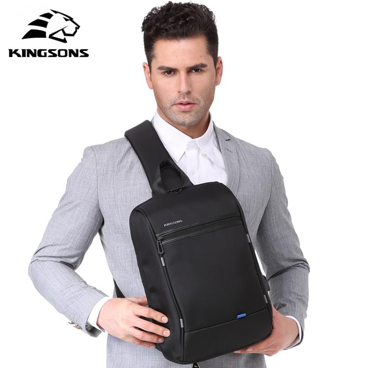 all in one place אביזרי גברים Kingsons 13'' Chest Bag Black Single Shoulder Bags With USB Charging Waterproof Nylon Crossbody Bags Messenger Bags Hot-