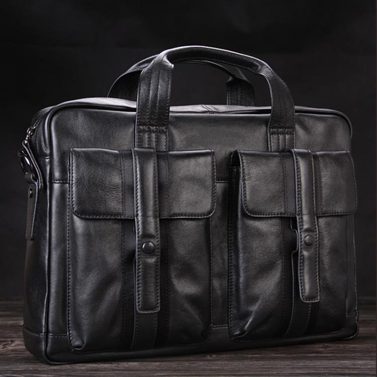 all in one place אביזרי גברים Luxury Men Genuine Leather Briefcase Business bag Leather Laptop Bag 15.4"inch Office Bag Briefcase male portfolio men Black