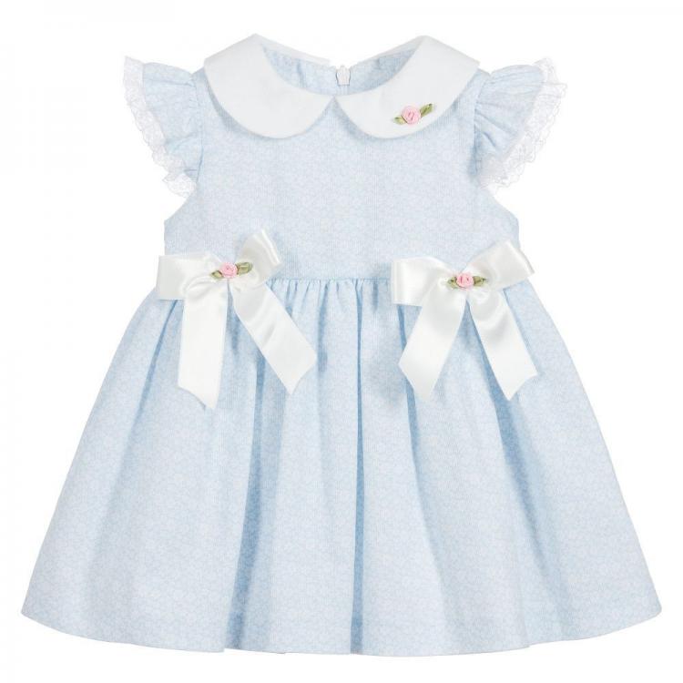 all in one place ילדים ותינוקות Girls Blue Dress Cotton with bow ties