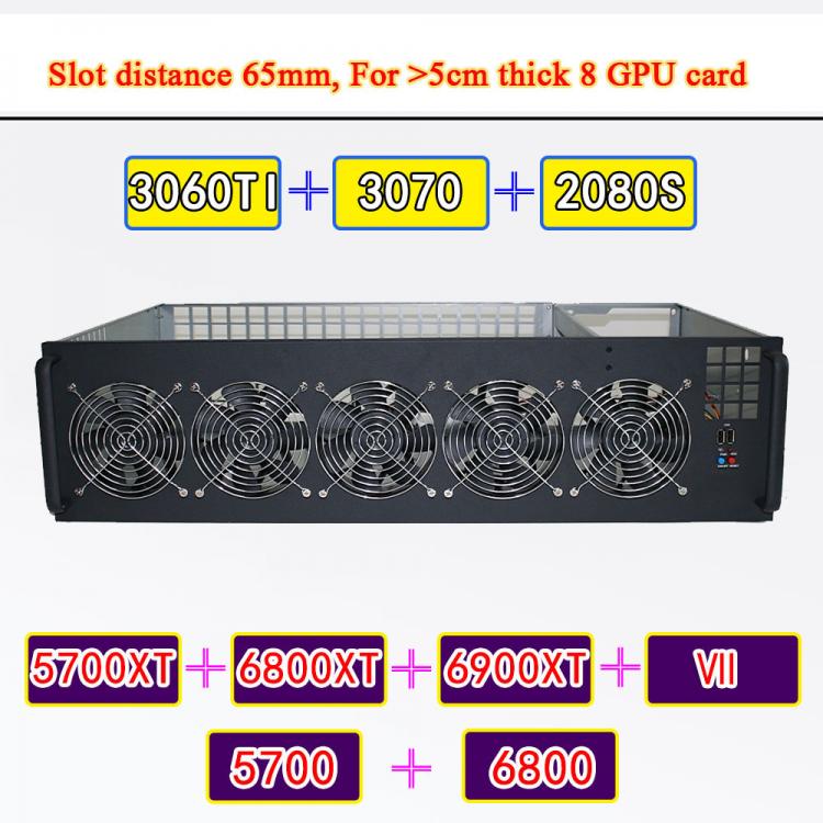 all in one place חומרה PC Server Case USB Miner Frame ETH XMR Bitcoin For Onda AK2980-D8P-65 K7 K15 65mm 3060TI 3070 5700XT 6800XT 8 GPU Card Chassis