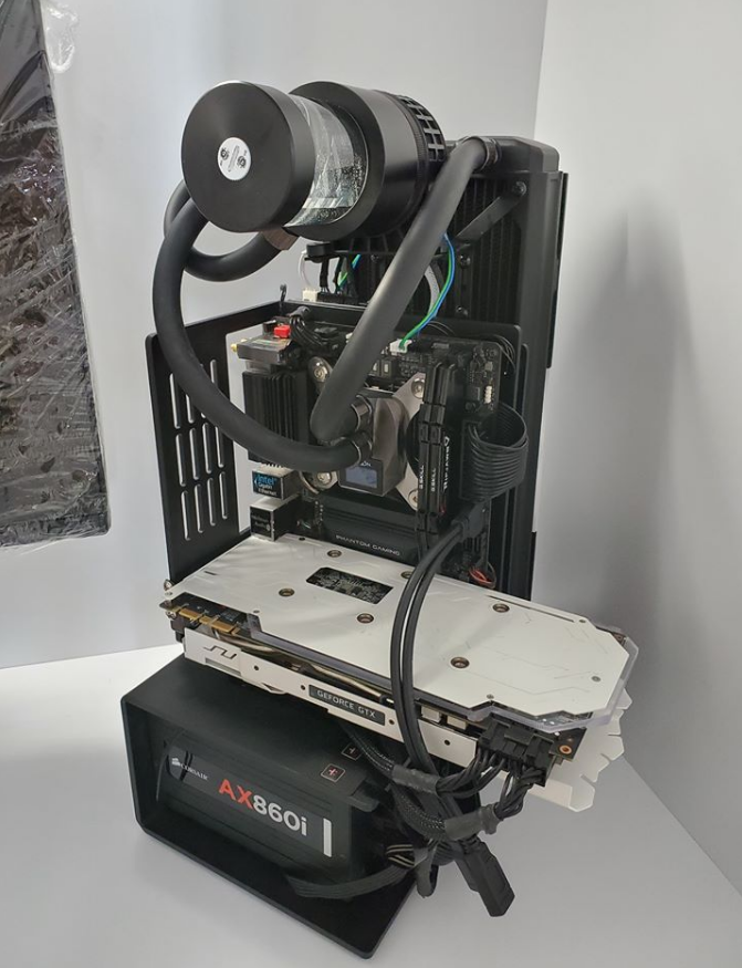 all in one place חומרה mini-ITX aluminum alloy fully open water-cooled chassis DIY test platform supports SFX ATX power graphics card vertical rack