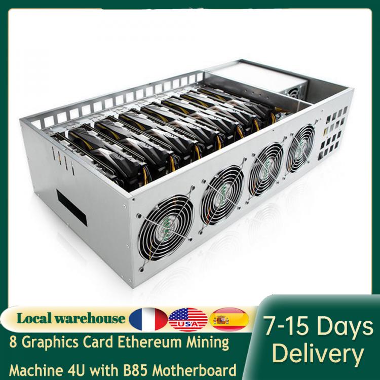 all in one place חומרה BTC B85 Mining Machine 8 Graphics Card Ethereum 4U Chassis Machine with B85 Motherboard 4G RAM 2000W Power Supply