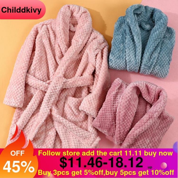 all in one place ילדים ותינוקות 4-18 Year Autumn Winter Bathrobe kids sleepwear robe 2020 Children bath robe warm soft pajamas for girl boy Teenage Flannel Robe