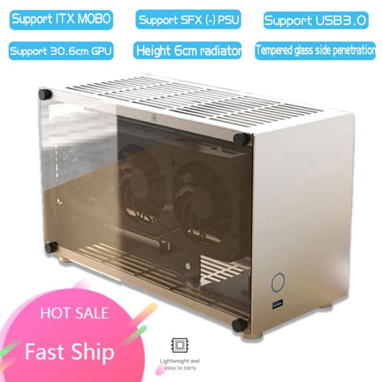 all in one place חומרה Aluminum ITX Mini Case,Double-Sided Glass,MOD Desktop Gamer Gaming Computer Cabinet HTPC A05