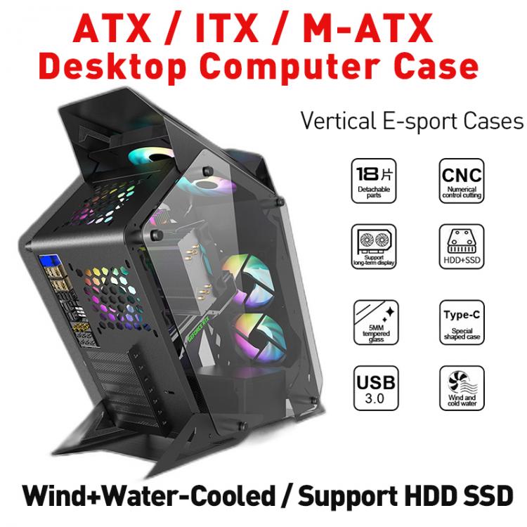 all in one place חומרה ATX/ITX/M-ATX Desktop Computer Case Vertical Wind/Water-Cooled Tempered Glass USB 3.0 Desktop PC Computer Gaming E-sport Cases