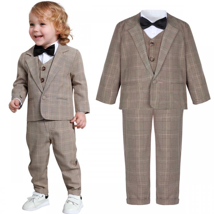 all in one place ילדים ותינוקות Baby Boy Wedding Suit Toddler Formal Gentleman Tuxedo Infant Winter Birthday Party Casual Fashion Outfit Set 5pcs