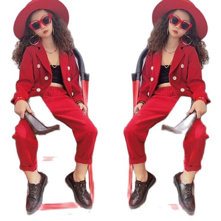all in one place ילדים ותינוקות Girls Formal Suit Blazer Jacket + Pants 2pcs Dress Kids Wedding Party Clothing Set Teenager Girls School Performance Suit