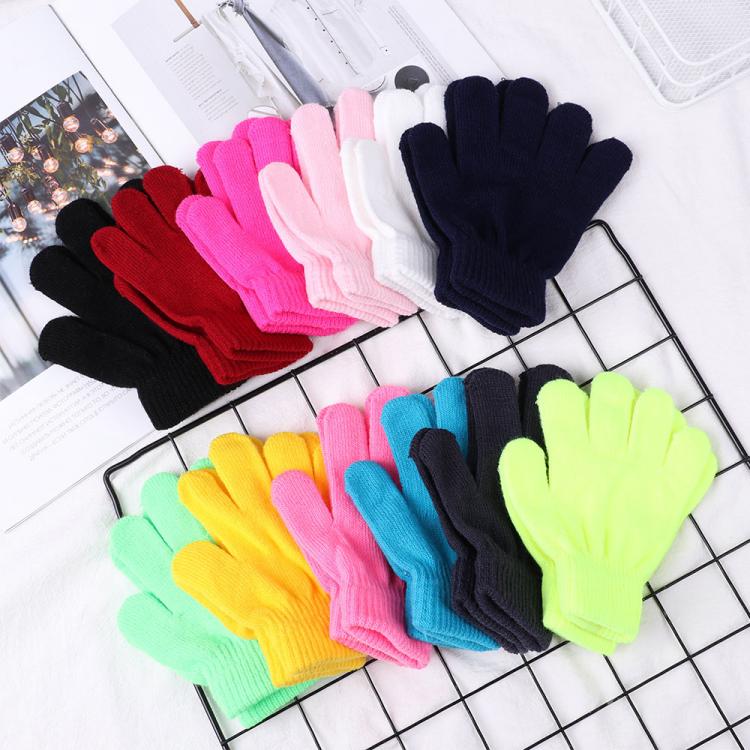 all in one place ילדים ותינוקות Winter Knitted Children's Gloves Full Finger Boy Girl Glove Warm Thick Kids Gloves Baby Gloves Candy Color Cotton Mittens