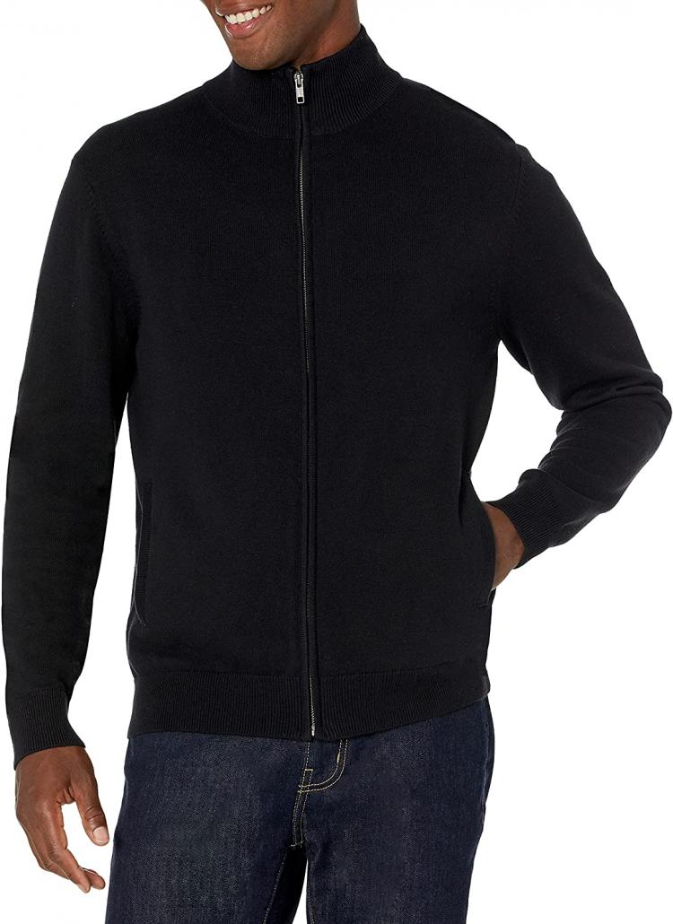 all in one place בגדי גברים Amazon Essentials Men's Full-Zip Cotton Sweater
