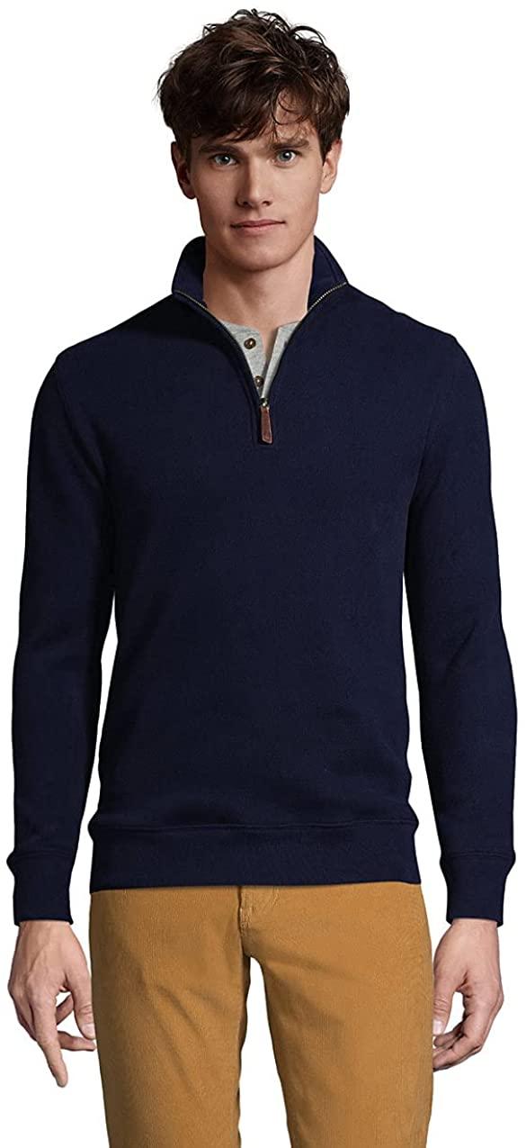 all in one place בגדי גברים Lands' End Men's Bedford Rib Quarter Zip Sweater
