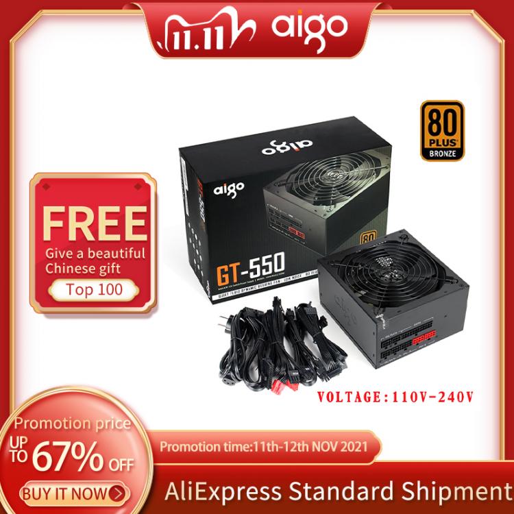 all in one place חומרה Aigo GT550 PC Computer Power Supply 80PLUS 550W Bronze ATX Gamer PSU Power Suppliy 12V 5A Full Module 100-240V EU Plug