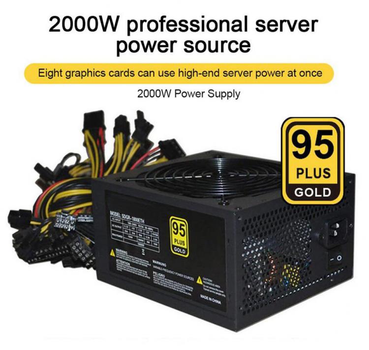 all in one place חומרה ETH ATX mining 1800W Rated Miner Power Supply 95% High Efficiency Mining Power Source Support 8 GPU Card Max Up to 2000W Supply
