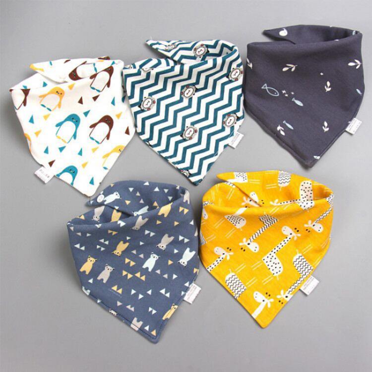 all in one place ילדים ותינוקות 5PCS/LOT New Baby Bibs Triangle Double Cotton Bibs Cartoon Print Saliva Towel Baby Boys Girls Feeding Apron Cotton Bandana Bibs