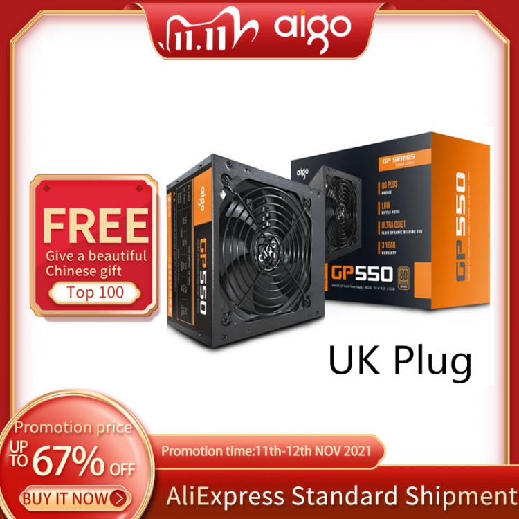 all in one place חומרה Aigo 550W Computer Power Supply ATX psu 80 plus Bronze UK Plug Active Flex  ITX 12V PC Power supply Cooling Fan For Intel AMD PC