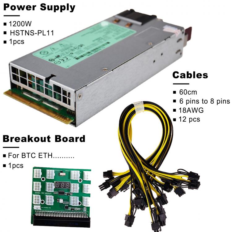 all in one place חומרה 1200W PSU Power Supply + Breakout Board + 12pcs 6pin-to-8pin Cables (60cm) KIT HSTNS-PL11 498152-001 490594-001 438203-001