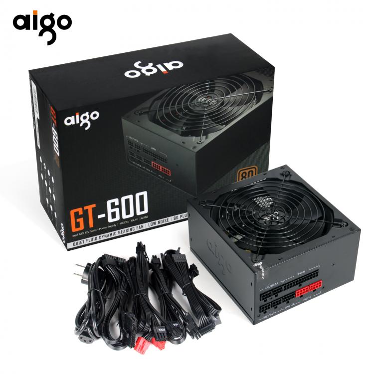 all in one place חומרה Aigo Rated 600W 80PLUS BRONZE PC computer Power Supply 100-240V Full module active Gaming PSU ATX 12V PFC 24Pin 14cm Fan For BTC