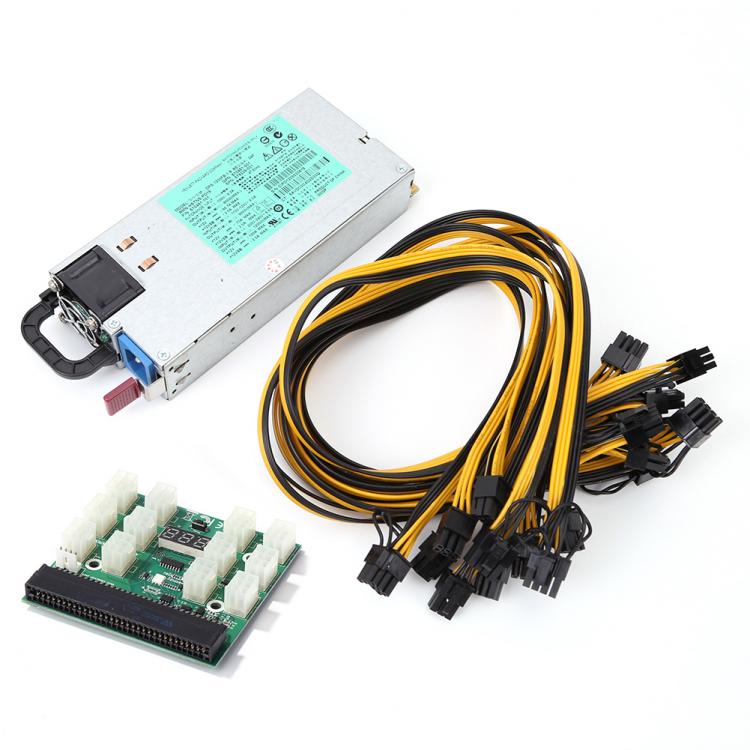 all in one place חומרה 1200W Server Power Supply LED Breakout Board + 6Pin Male to (6+2)8P Male Power Supply Cables Adapter Kits for HP GPU Mining