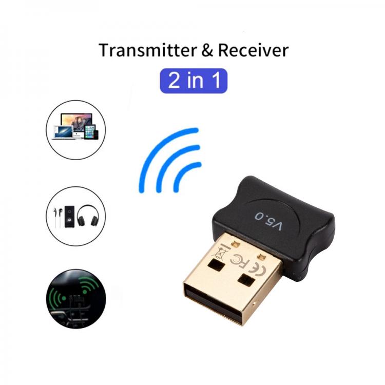 all in one place ציוד היקפי Kebidumei 2 In 1 USB Bluetooth 5.0 Dongle Adapter Wireless Bluetooth Transmitter Receiver For PC Laptop Headset Keyboard Mouse