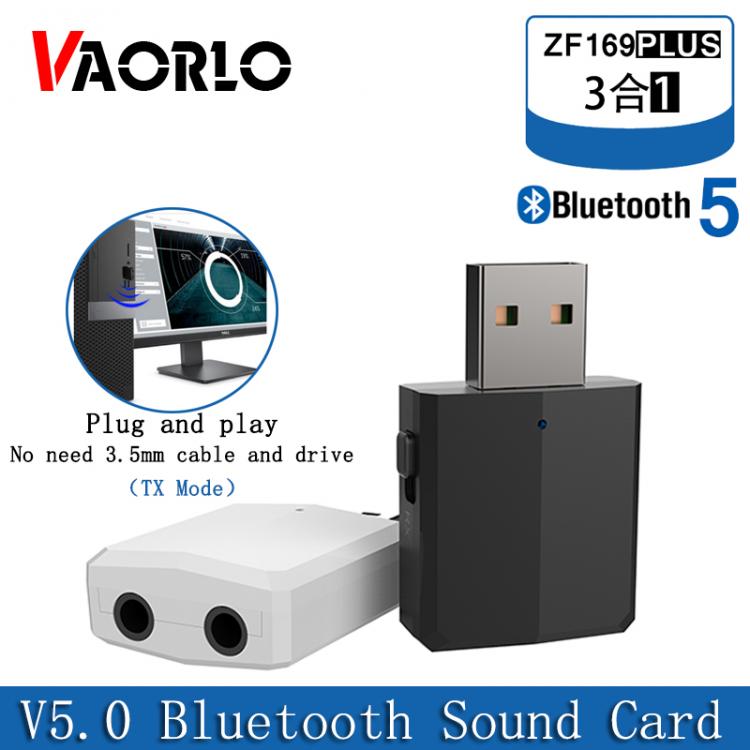 all in one place ציוד היקפי VAORLO 5.0 USB Bluetooth Adapter 3 in 1 Stereo Audio Bluetooth Receiver Transmiiter 3.5MM AUX USB Wireless Dongle For PC TV Car