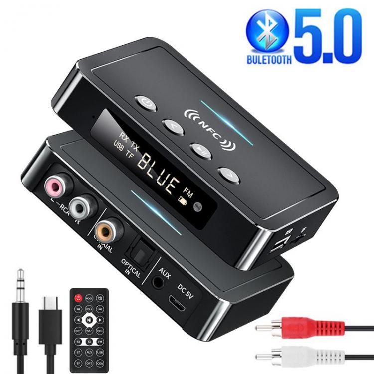 all in one place ציוד היקפי Bluetooth 5.0 Receiver Transmitter FM Stereo AUX 3.5mm Jack RCA Optical Wireless Handsfree Call NFC Bluetooth Audio Adapter TV