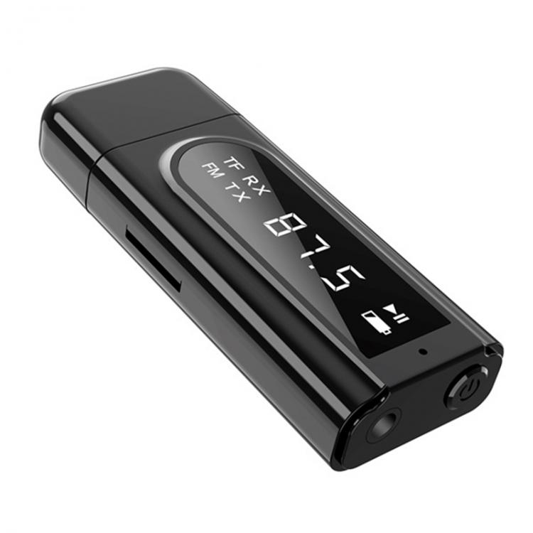 all in one place ציוד היקפי 2 in 1 Bluetooth 5.0 Receiver Car LED Transmitter Aux FM Modulator TF Card Reader with Microphone for Hand Free Calling