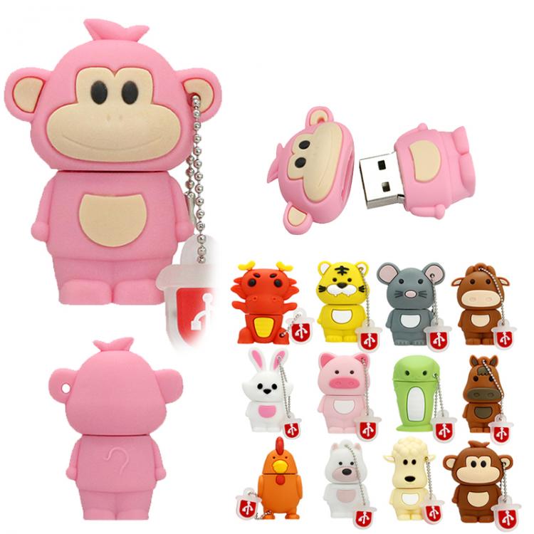 all in one place ציוד היקפי USB Chinese Zodiac Signs Memory Stick 32 64 128 4 8 16 256 gb Pendrive usb2.0 256GB USB Monkey/Pig/Rabbit Flash Drive mini gift