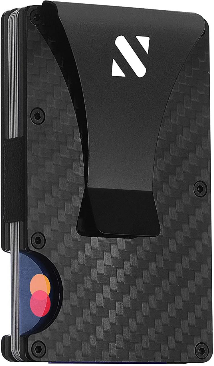 all in one place אביזרי גברים RFID Carbon Fiber Wallets for Men - Minimalist Aluminum Metal Wallet (Antique White)