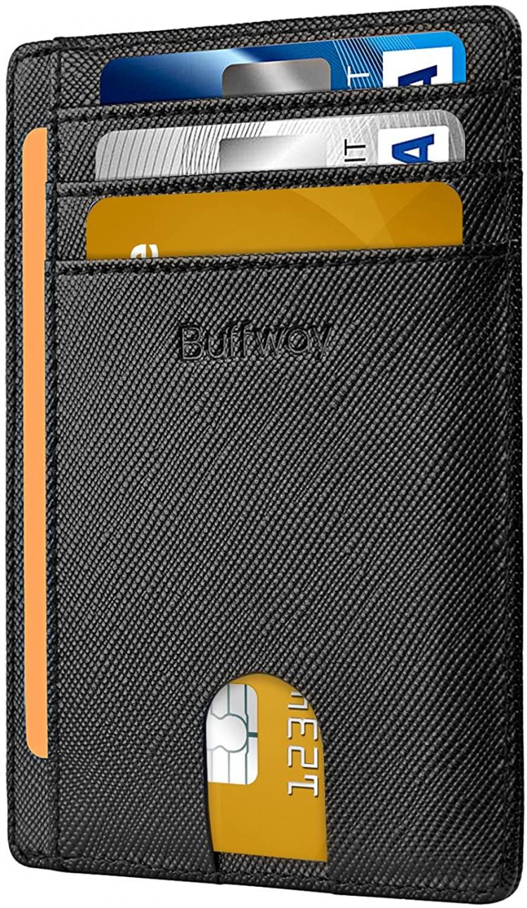 all in one place אביזרי גברים Buffway Slim Minimalist Front Pocket RFID Blocking Leather Wallets for Men Women