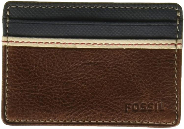 all in one place אביזרי גברים Fossil Men's Leather Minimalist Card Case Front Pocket Wallet