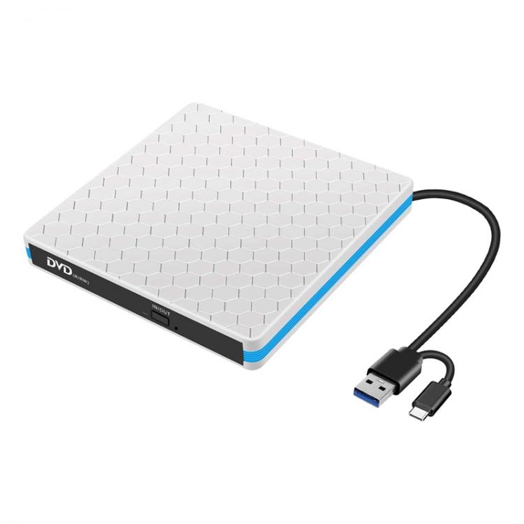all in one place ציוד היקפי External DVD CD Drive with USB 3.0 and Type-C Interface, Portable USB CD-RW/DVD-RW Writer Reader Player Burner