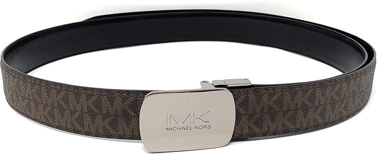 all in one place אביזרי גברים Michael Kors Men's Cut to Fit Reversible PVC Leather MK Plaque Belt
