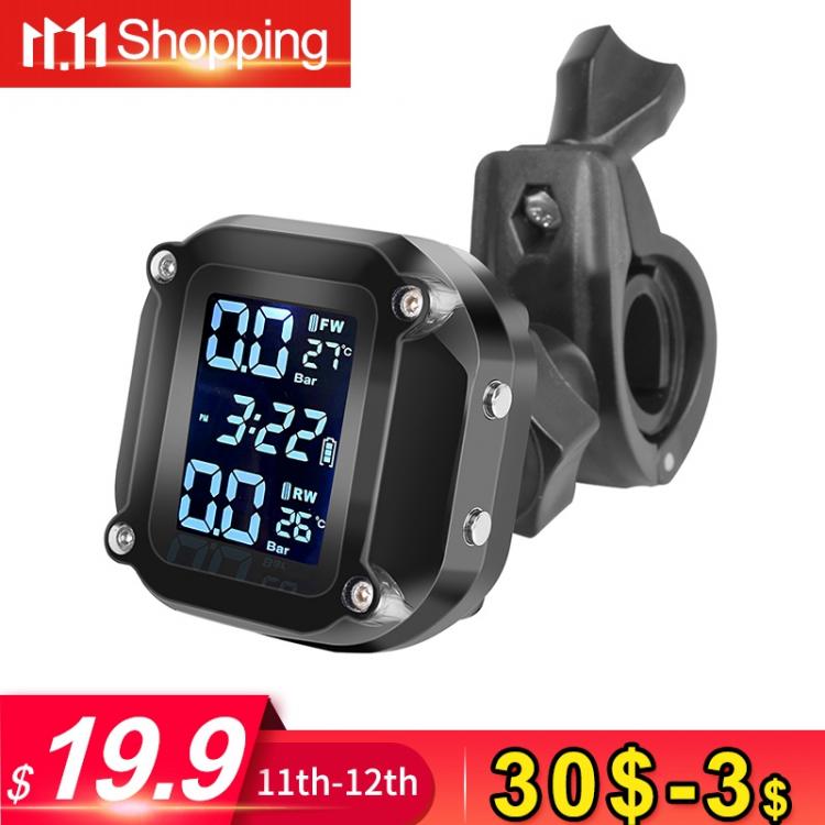 all in one place אלקטרוניקה Motorcycle TPMS Motor Tire Pressure Tyre Temperature Monitoring Alarm System with 2 External Sensors USBCharging motos