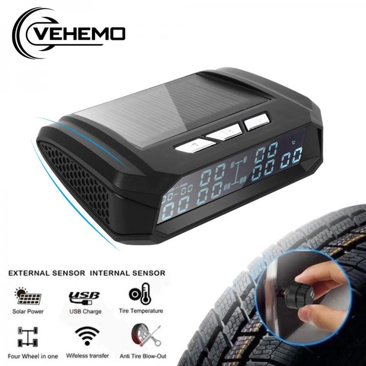 all in one place אלקטרוניקה Truck Car Tire Pressure Auto Display Alarm Monitoring System TPMS Solar Charge External Sensor Tyre Temperature Alarm Monitor