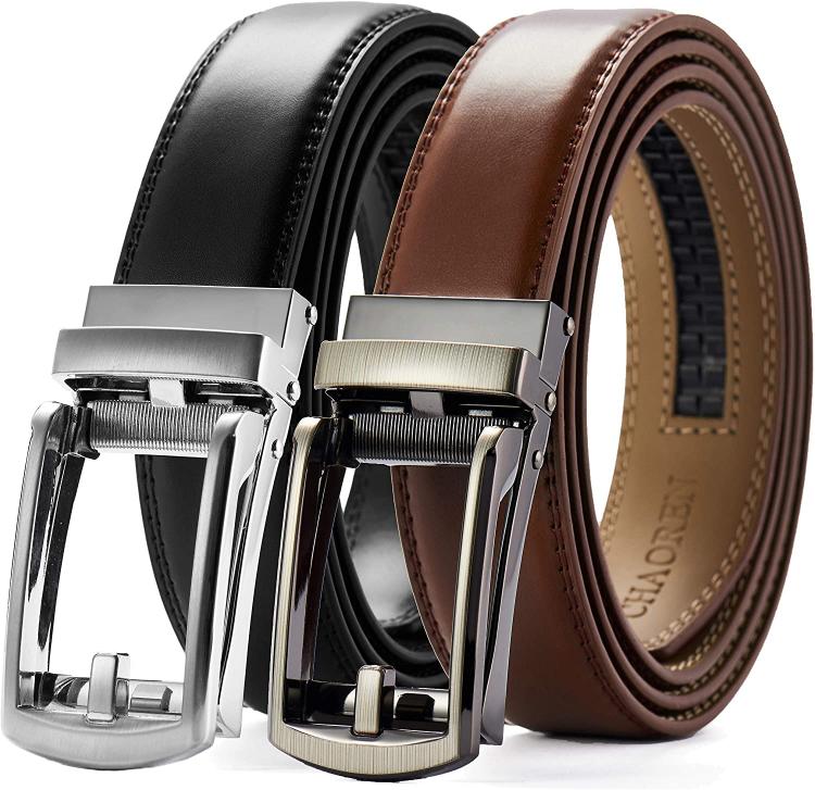 all in one place אביזרי גברים Click Belts for Men Comfort 2 Packs 1 1/4", CHAOREN Ratchet Dress Belt with Adjustable Slide Buckle, Trim to Fit in Gift Set