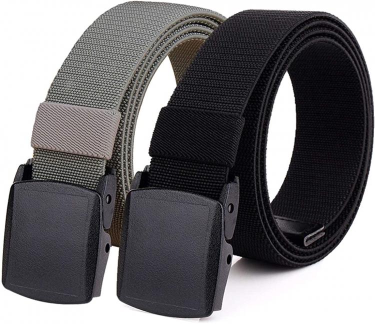 all in one place אביזרי גברים Hoanan 2-Pack Elastic Stretch Belt, Men’s All Size No Metal Nylon Tactical Hiking Belt