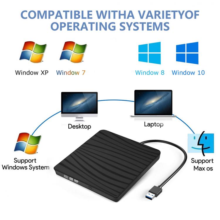 all in one place ציוד היקפי Universal USB 3.0 Slim External DVD RW CD Writer Drive Burner Drive-free Disk Reader Player Optical Drives for Laptop PC Tablet