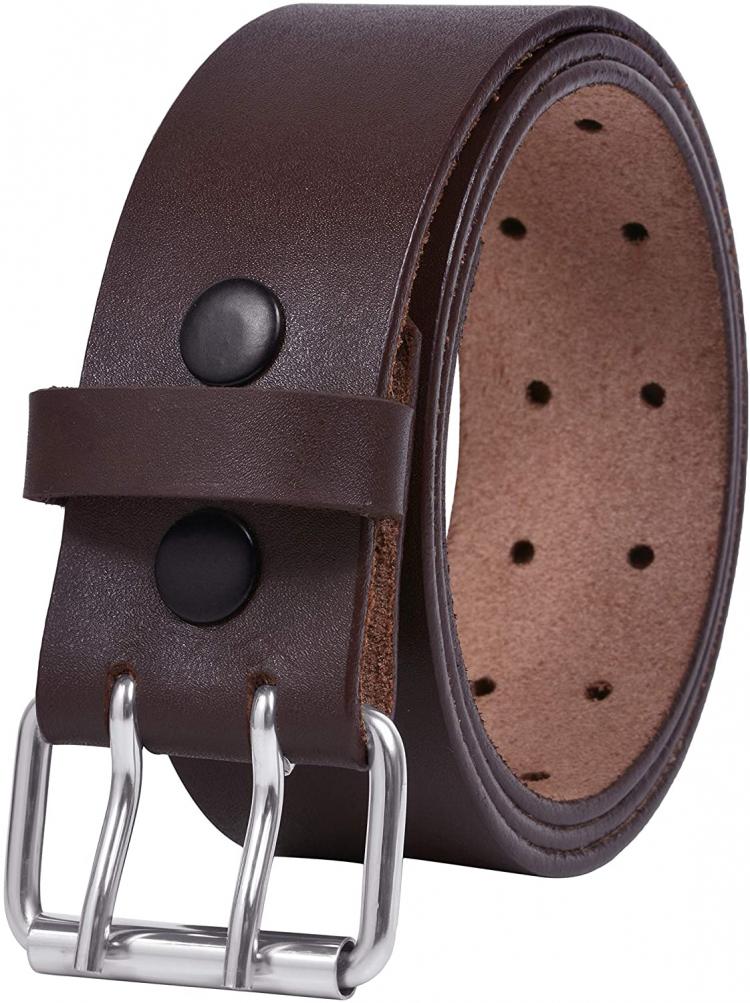 all in one place אביזרי גברים Leather Belts for Men Heavy Duty 1.75 Inch Wide Double Prong Casual Leather Grommet Belt