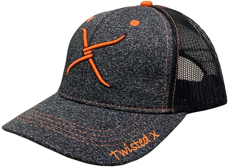 all in one place אביזרי גברים Twisted X Mens Charcoal/Neon Orange Cap OS Orange/Grey